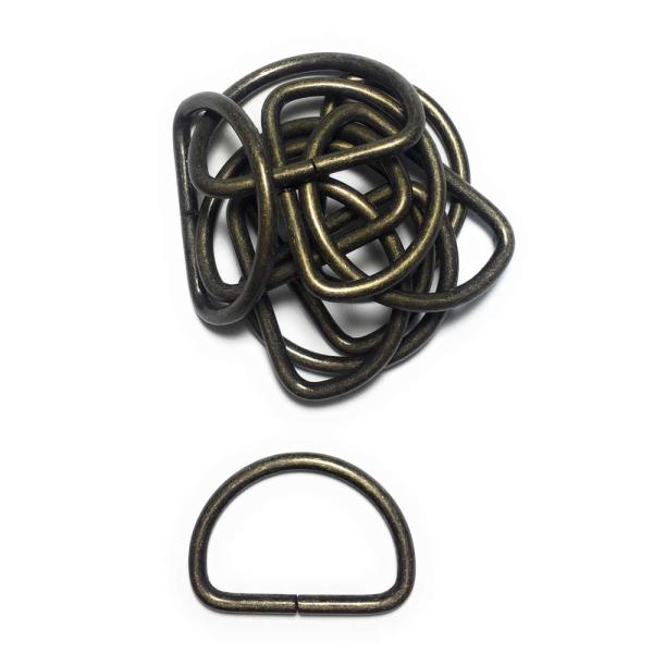 [クラフトパーツ屋] Dカン金具 15mm 20個 (アンティークゴールド)