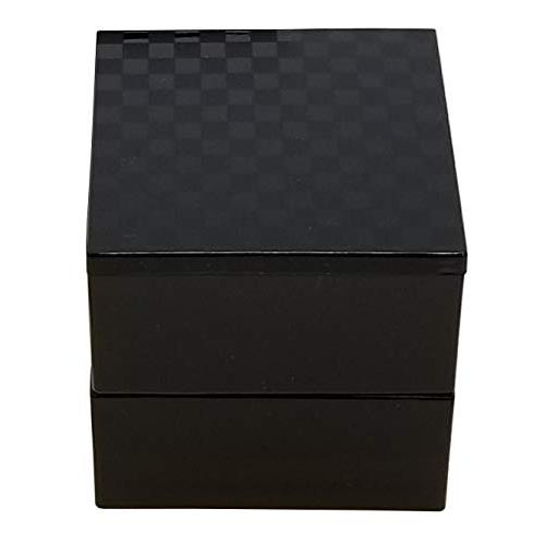 北市漆器店 重箱 黒 6.9X6.9X7cm チェス5.0二段中子重(黒) KZ2976A