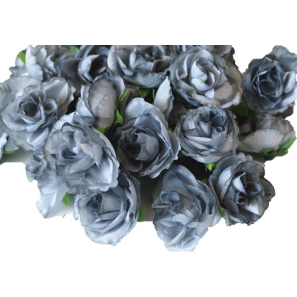 (Mikishin) バラ 造花 50個 3cm ブーケ ローズ 薔薇 結婚式 装飾 (グレー)