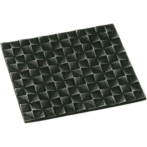 岩鋳 Iwachu 釜敷 格子模様 銀/黒 16×14cm 南部鉄器 17331