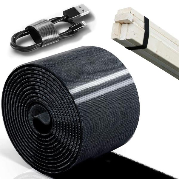 RunsDeep 幅9CM×長4M 超便利 超強力 面ファスナー 結束テープ 両面 黒 ケーブルまと...