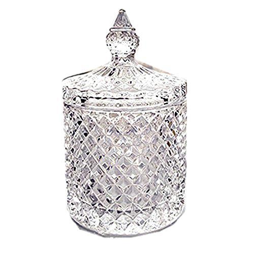 [narunaru] ガラス製 小物入れ 綿棒入れ 楊枝入れ インテリア 蓋付 (透明)