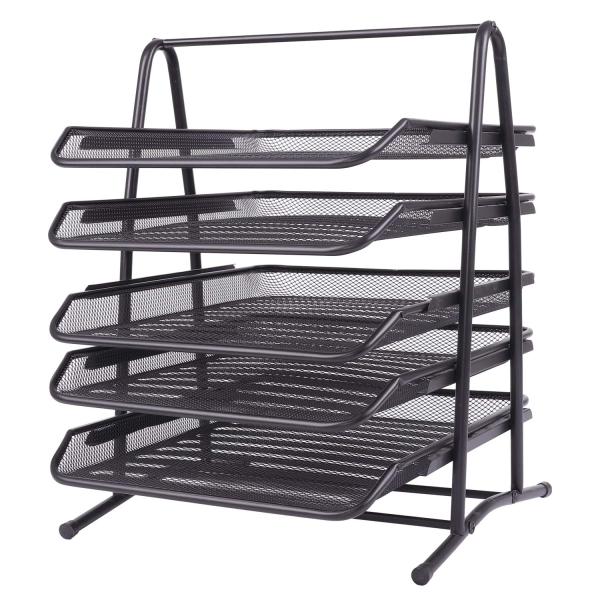 ziparich 書類トレー 5段 組み立て式 メッシュ メタル A4ファイル レターケース 卓上 ...