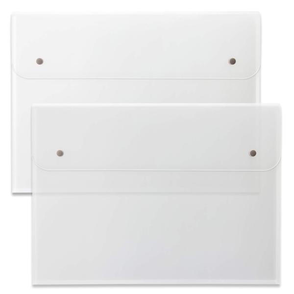 プラス ポケット付エンベローブ(マチ付ファイルバッグ)A3ヨコ クリア 2枚 88-577