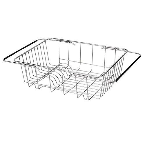 水切りラック 伸縮式 水切りかご ステンレス製 2WAY 卓上＆シンク上 錆びにくい 伸縮水切りバス...