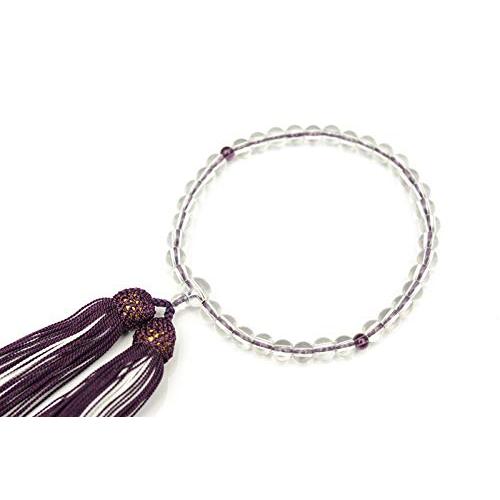 【ひるた仏具店】 数珠 念珠 女性用 ガラス 丸玉 紫系 片手念珠・略式数珠