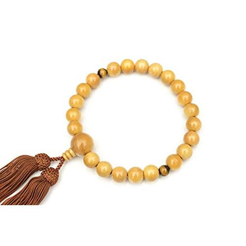 【ひるた仏具店】 数珠 念珠 男性用 柘植 二天は虎目石 数珠袋付き 片手念珠・略式数珠