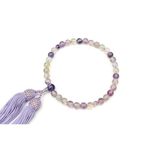 【ひるた仏具店】 数珠 念珠 女性用 紫蛍石 数珠袋付き 片手念珠・略式数珠