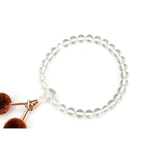 【ひるた仏具店】 数珠 念珠 男性用 水晶 数珠袋付き 片手念珠・略式数珠