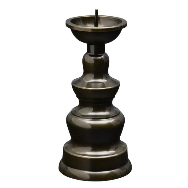 【ひるた仏具店】 ローソク立 ダルマ 黒光色 2.5寸高さ8.4cm