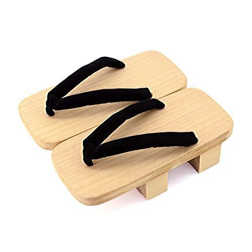 [竹春] 下駄 メンズ 二枚歯 桐下駄 日本製 白木 みかも下駄 駒下駄 3L 黒鼻緒