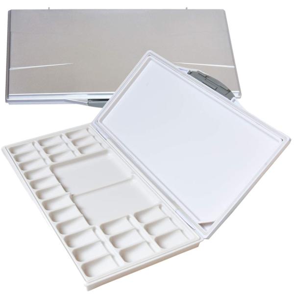 KUCI 漏れ防止水彩パレット24ウェル、2つの追加の広々としたミキシングエリア、水彩、ガッシュ、ア...