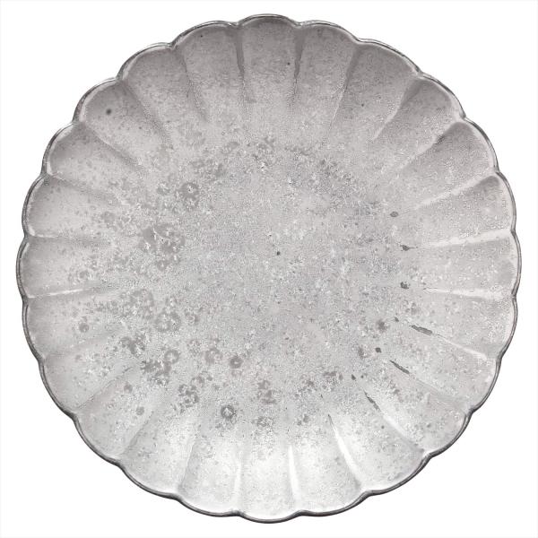 有田焼 陶悦窯 4.5寸 皿 菊型 黒柚子 内銀彩 467189-517