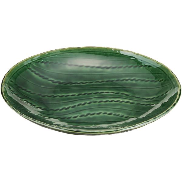 エールネット(Ale-net) エールネット(Ale-net) 大皿 緑 24cm 総織部縄目楕円皿...