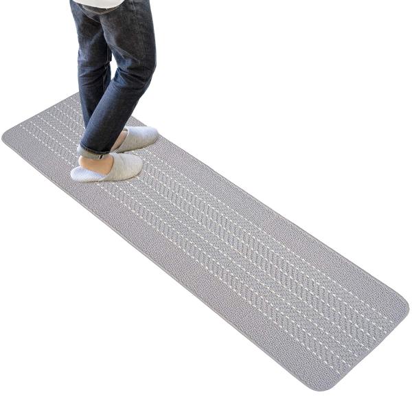 オカ(OKA) 優踏生 洗いやすいキッチンマットヘリンボン 約45cm×180cm グレー (すべら...