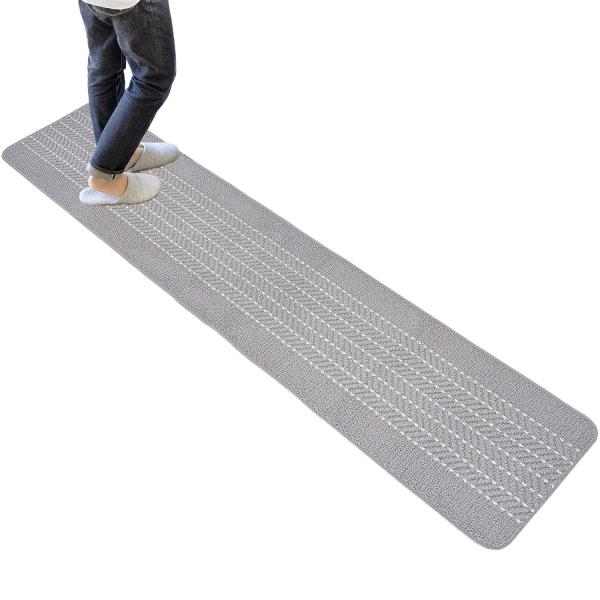 オカ(OKA) 優踏生洗いやすい キッチンマット 約45cm×240cm グレー(ヘリンボン) (洗...