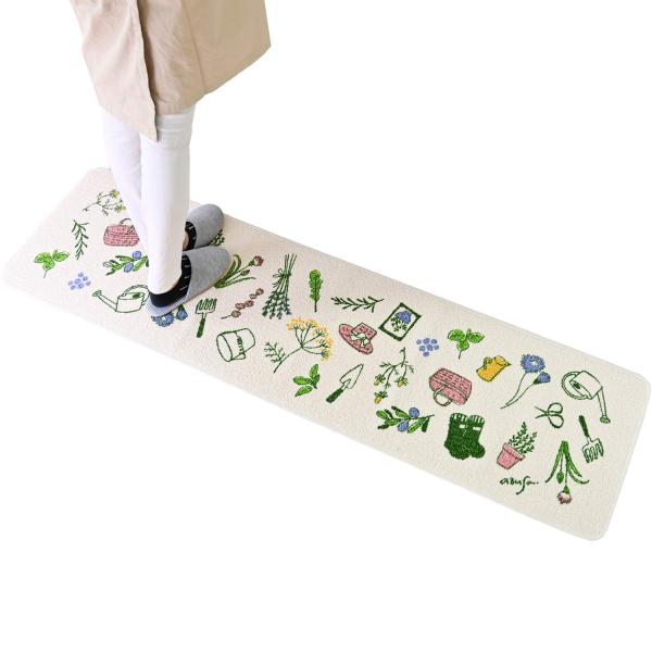 オカ(OKA) ガーデナー キッチンマット 約45cm×180cm グリーン (すべり止め 洗える ...