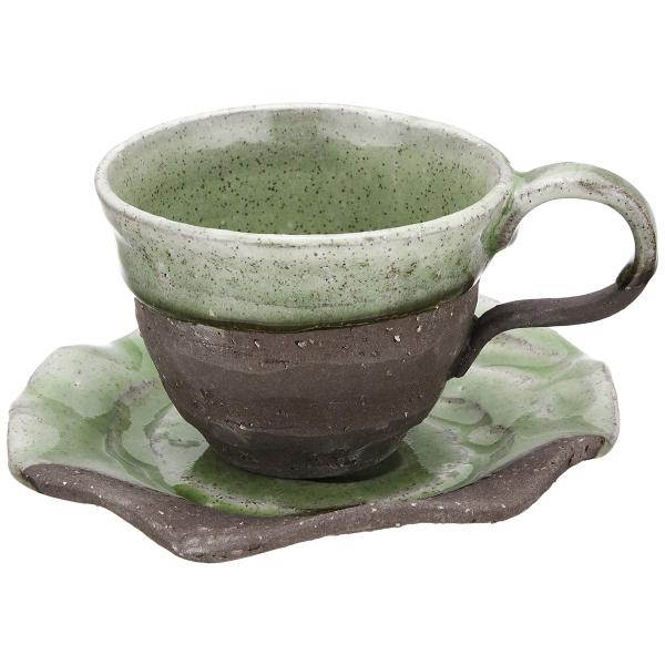美濃焼 珈琲碗皿 グリーン 日本製 502-02
