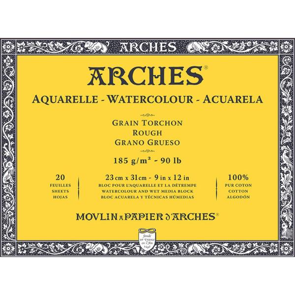アルシュ 水彩紙 ブロック 185g 荒目23X31cm 20枚 (1795078) ナチュラルホワ...