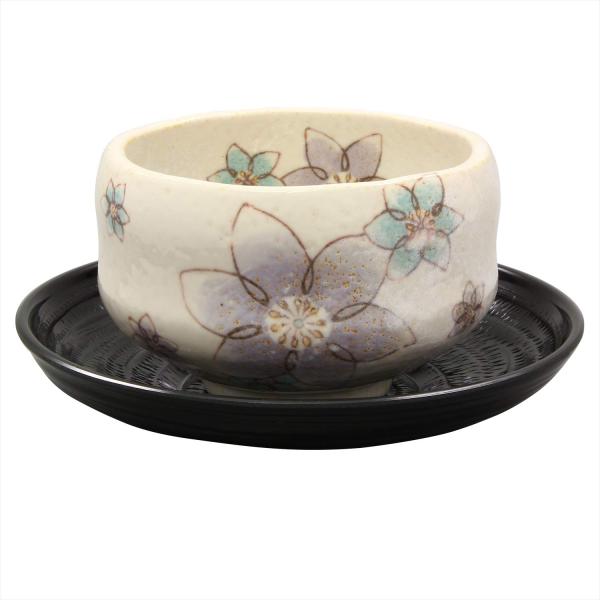 美濃焼 ゆったり碗 (茶托付) クレマチス 日本製 503-03