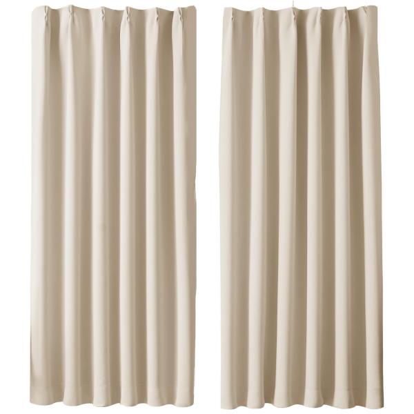 Hansleep カーテン 1級遮光 2枚組 ベージュ 幅100cm丈110cm 小窓 断熱 防寒 ...
