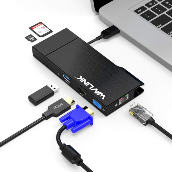 WAVLINK USB3.0フルHDミニドッキングステーション USB 3.0-VGA/HDMI マ...