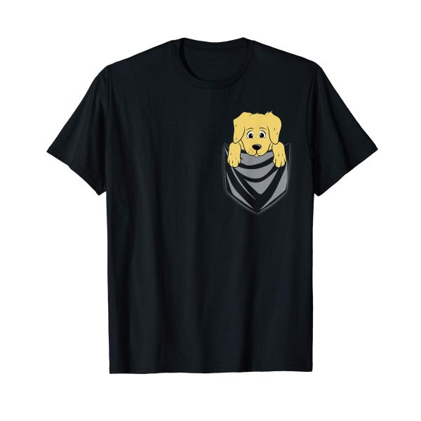 ポケットグラフィックゴールデン・レトリバー犬 Tシャツ