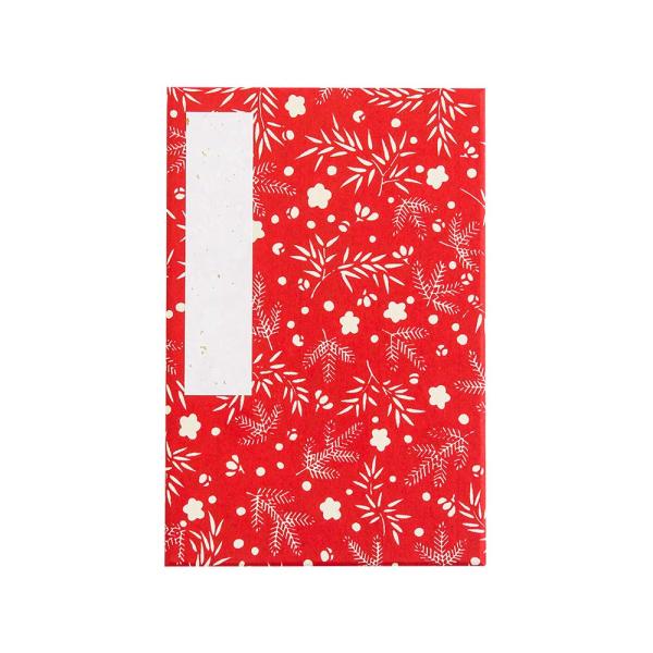 榛原 御朱印帳 (松竹梅 赤) 大判サイズ 12 × 18 cm 蛇腹式 両面使い 11山 44ペー...