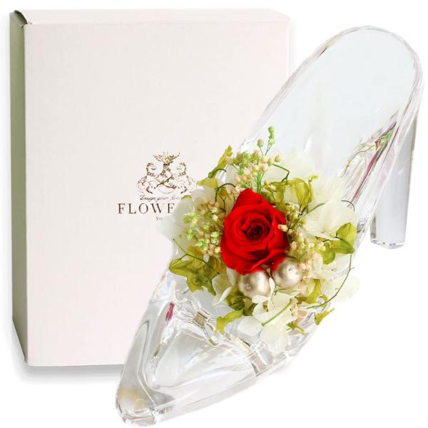 [フラワリウム] ガラスの靴 プリザーブドフラワー ギフト 2024 母の日 ギフト プレゼント 薔...