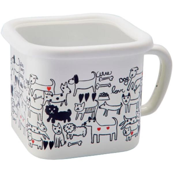 豊琺瑯 plune ホーローマルチスクエアポット モノトーンドッグ サイズ：約W17.8 D14 H...