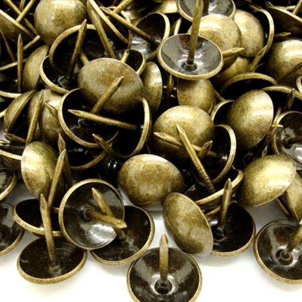 moonwood 画鋲 太鼓鋲 直径11mm 長さ 17mm 500個 アンティーク ゴールド 鉄 ...