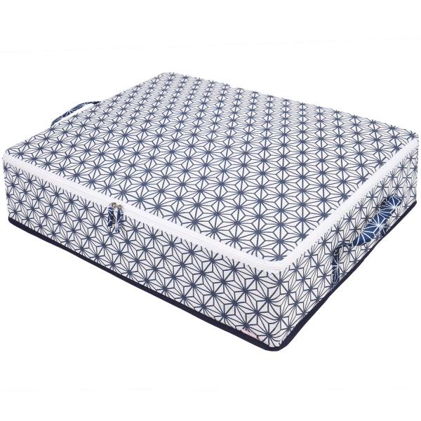 アストロ 収納ケース 羽毛布団用 ホワイト 麻の葉柄 不織布 折りたたみ 持ち手付き 850-09