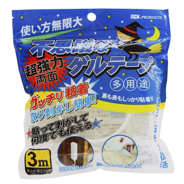 エスディアイジャパン 不思議なゲルテープ 透明 30mm×3m FG-3