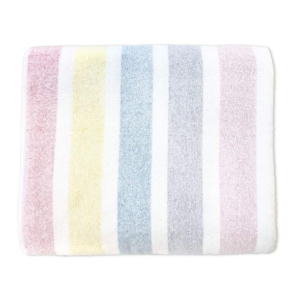 軽くて 乾きやすい 綿100% カラフル ストライプ タオルケット シングル サイズ(140×190...