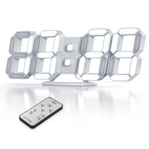 EDUPLINK 3D LEDデジタル時計 9.7イン リモコン付き、明るさ調整 目覚まし時計 壁掛け時計年/月/日の温度表示、ナイトランプ寝室、キッ｜goodzero