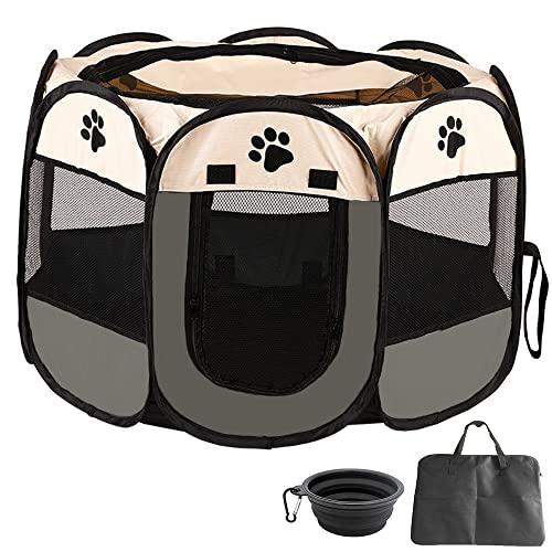 Enkarl ペットサークル 折りたたみ 八角形 メッシュサークル ペットテント 通気性 アウトドア...