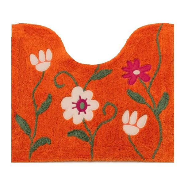 sybilla フラワーガーデン ショート丈 トイレマット 約50×60cm オレンジ 36313