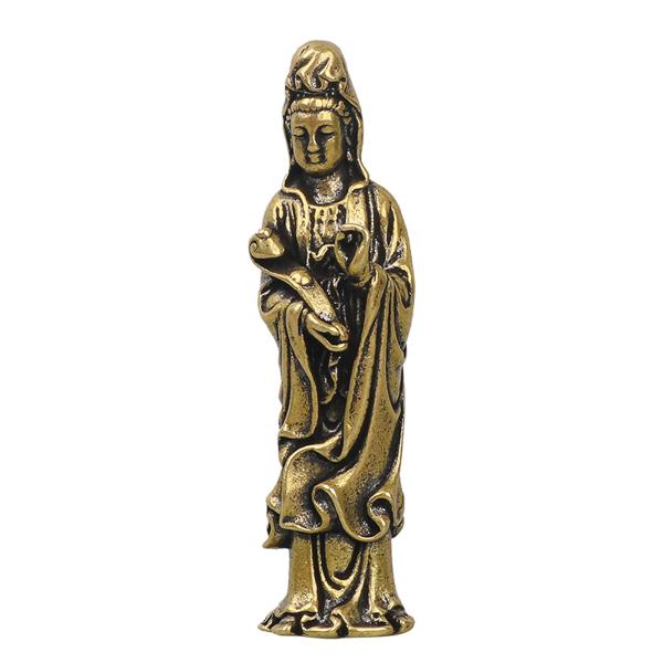 ミニチュア 仏像【菩薩像】観音像 ミニチュア 観世音菩薩 立像 真鍮 総高6cm 家 装飾 工芸品 ...