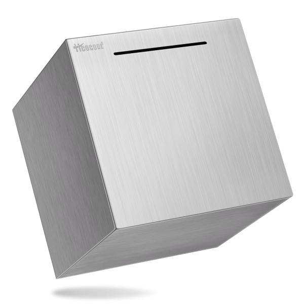 1000万円 貯まる正方形 貯金箱|大容量メタルバ|ンクまずは1000万円貯められる|19x19x1...