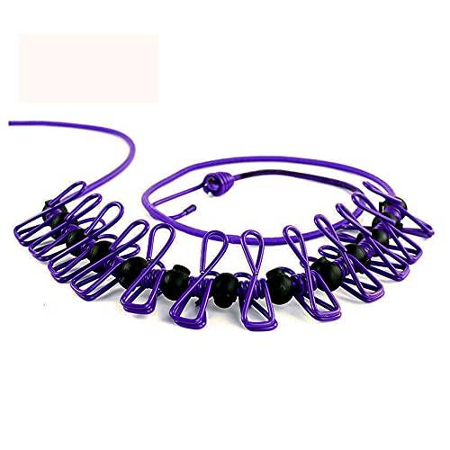 ポータブル物干しロープ 12 洗濯バサミ 13 防風滑り止めバックル 1.8m 弾性ゴム ランドリー...