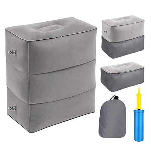 hengshao フットレスト 飛行機 足置き 足枕 エアー 子供 大人用 3段階高さ 足の疲れむく...