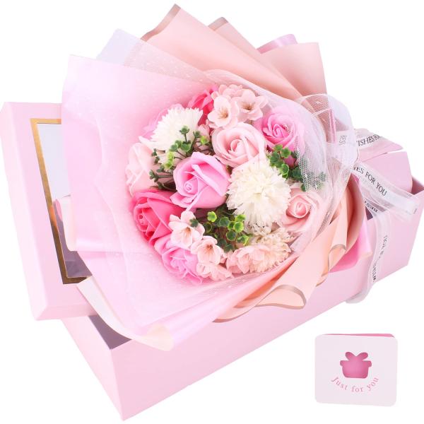ソープフラワー ブーケ 女性贈り物 バラ 花束 母の日 枯れない花 誕生日石?花 プレゼント 結婚記...