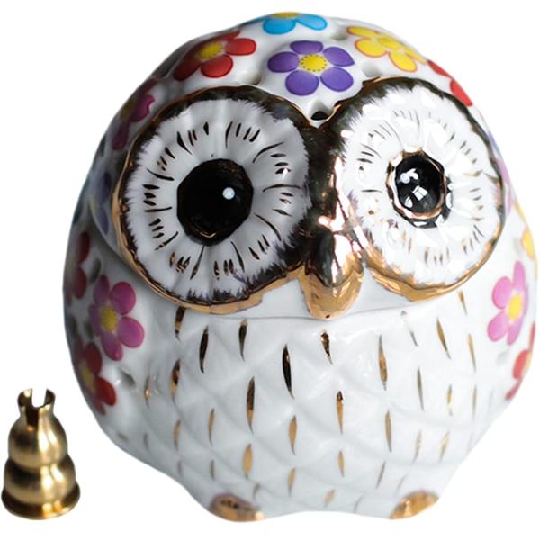 HIGHAWK香炉 お香ホルダー 装飾 かわいい お香 渦巻き フクロウ 香立て インテリア フタ付...