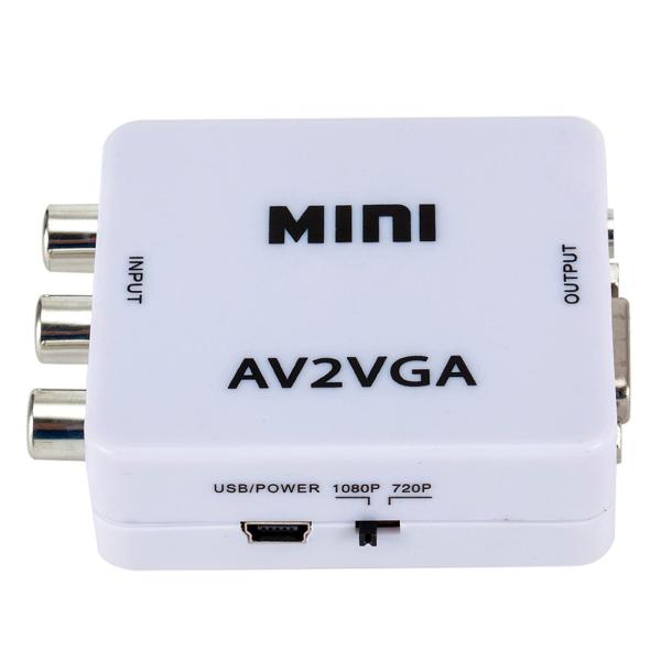 Wscoficey ミニAV2VGAビデオコンバータコンバータボックスAV RCA CVBSからVG...