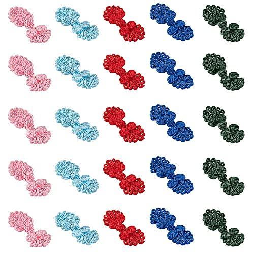25ペア入り 花型 チャイナバックル 中国結びボタン 装飾ボタン 中華風 伝統的 装飾 工芸品 民族...