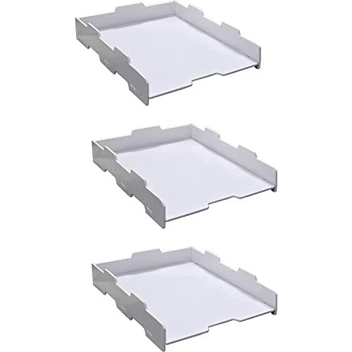 A3レターケース デスクトレー 書類ケース 書類ラック 卓上 白 横型/縦型 ３段式 積み重ね 頑丈...