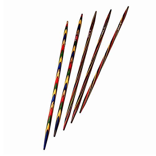 5Pcs 木製虹色棒針13号 (6.0mm) 二重尖った編み針 編み物 道具 編み棒 長さ20cm