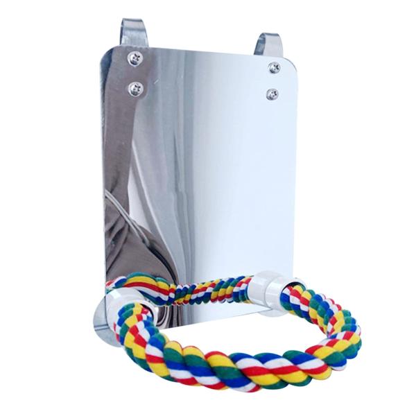 鳥止まり木付ステンレス材質ミラー インコ おもちゃ 鏡玩具 鳥の止まり木 インコ おもちゃ 鳥スタン...