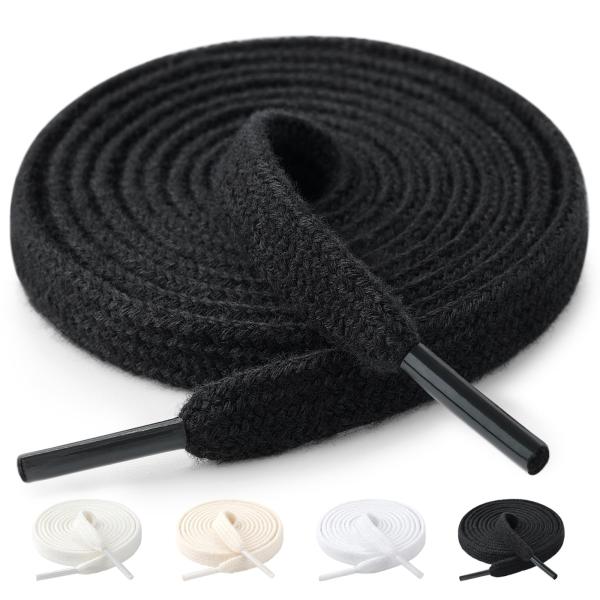 [Stepace] 2足(4本入り) 純綿 平紐 平型靴ひも 長さ100〜160cm 10色 コット...