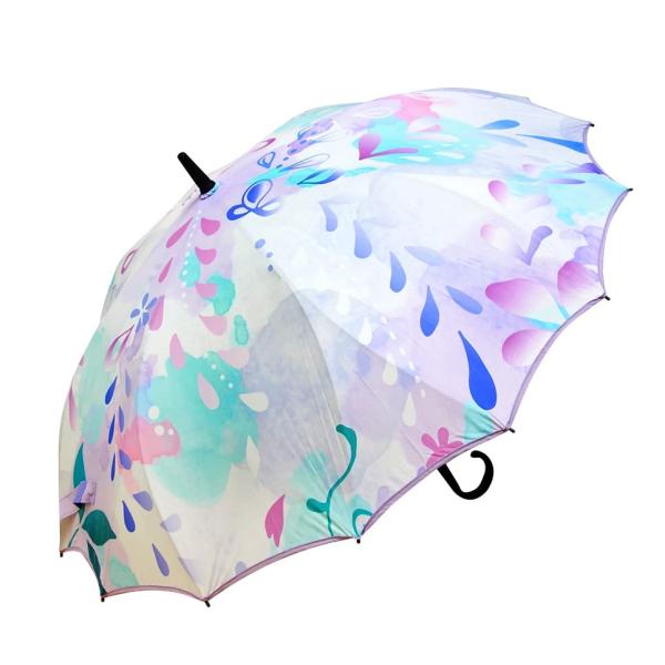 藤田屋 長傘 シームレス 16本骨 ジャンプ傘 ダモン・デ(Damon de) 水中花 60cm